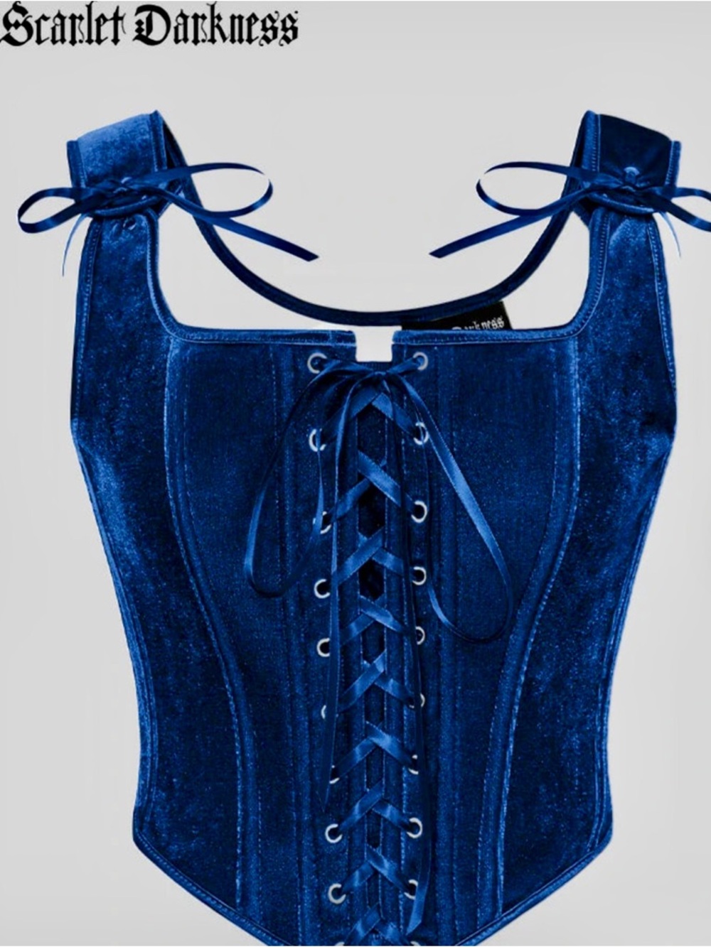 Scarlet Darkness Green Velour Lace-Up Corset Top with side zip. Sz 6. NWT